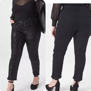 NWT LANE BRYANT 20 2X Signature Fit Boyfriend Jean - Black With Sequins